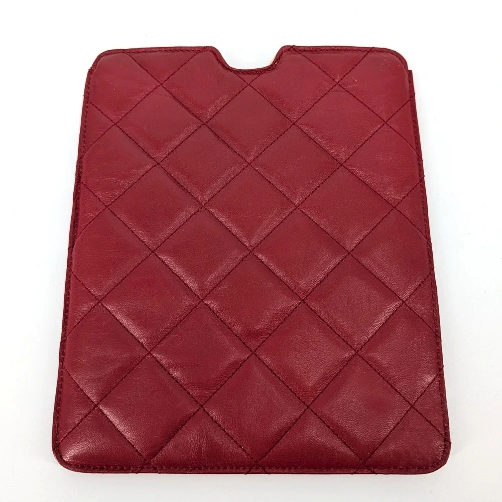 Michael Kors Quilted Leather Tablet Sleeve Red Studded Tablet Sleeve 10x8in